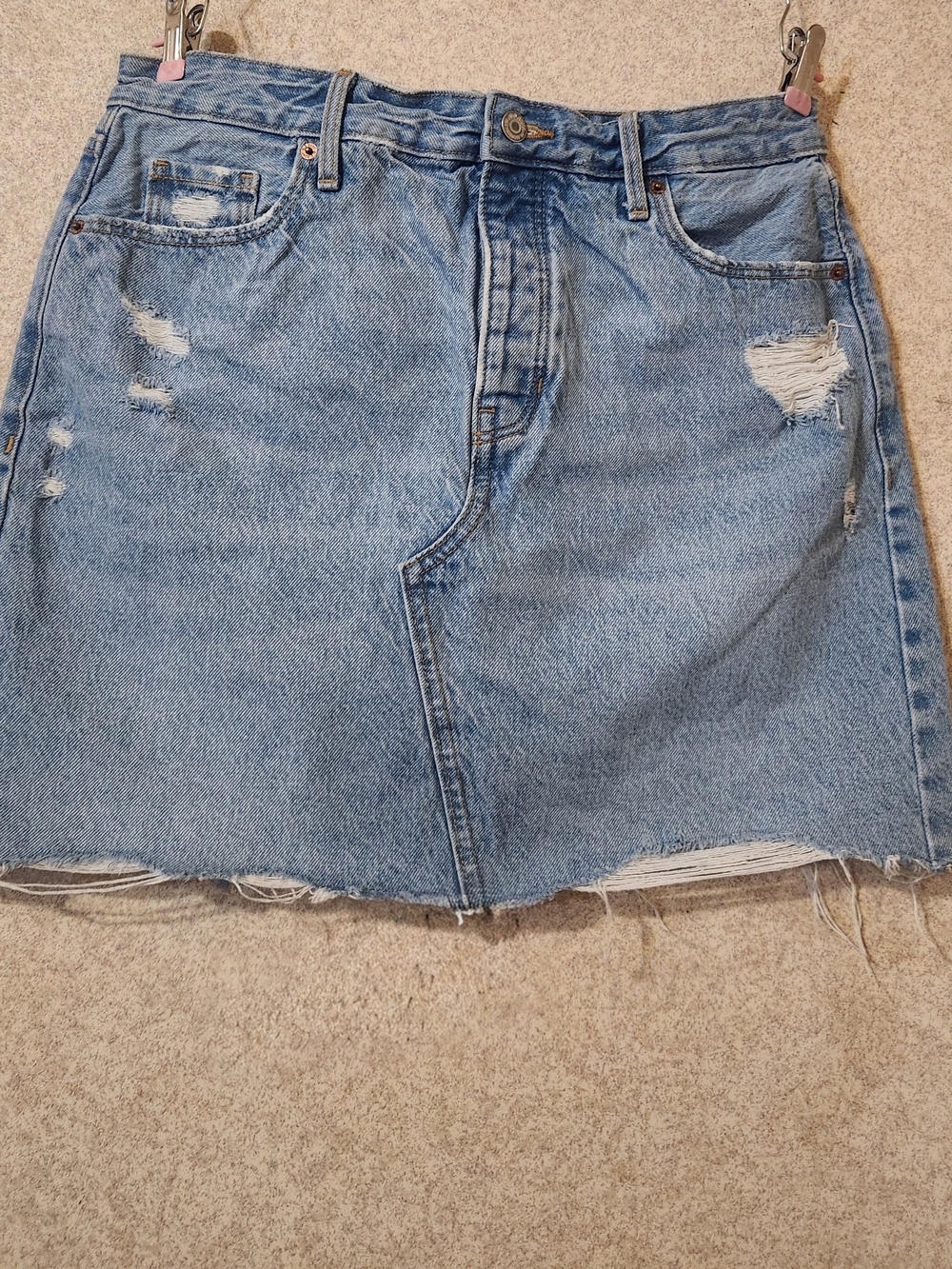 Old Navy Light Blue Distressed Denim Mini Skirt